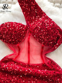 Glamorous Mesh Sequins Midi Dress Elegant Bodycon Fashion Style