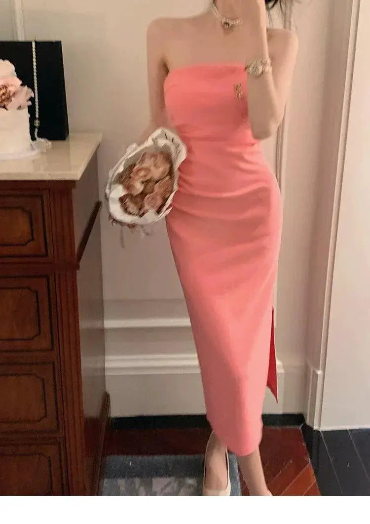 Glamorous Split Tube Dress Elevate Your Style With Elegance