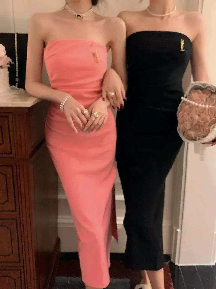 Glamorous Split Tube Dress Elevate Your Style With Elegance