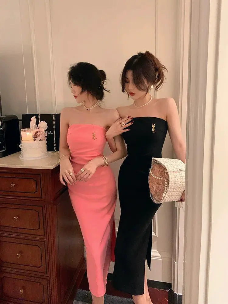 Glamorous Split Tube Dress Elevate Your Style With Elegance