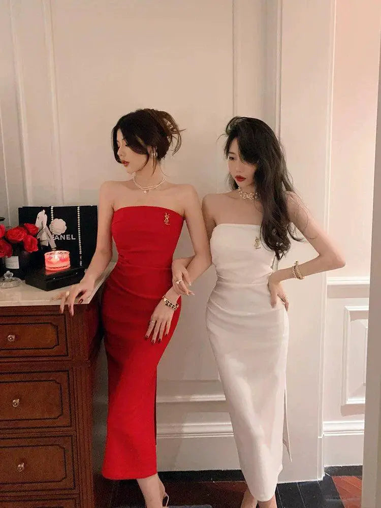 Glamorous Split Tube Dress Elevate Your Style With Elegance