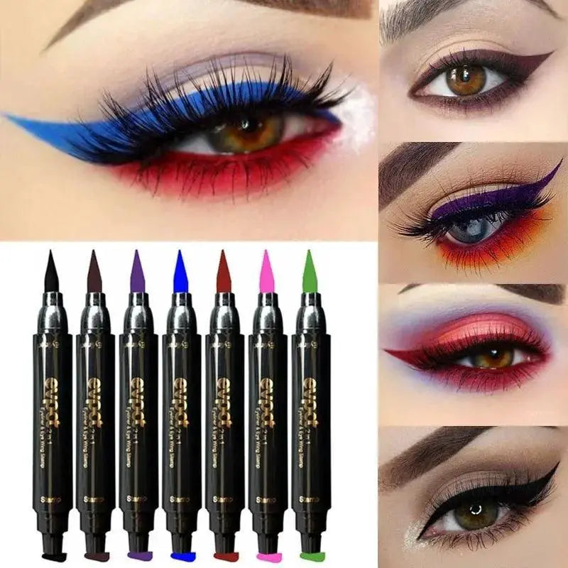 Glitter Eyeliner Stamp Duo 7 Color Fast Dry Eyeliner