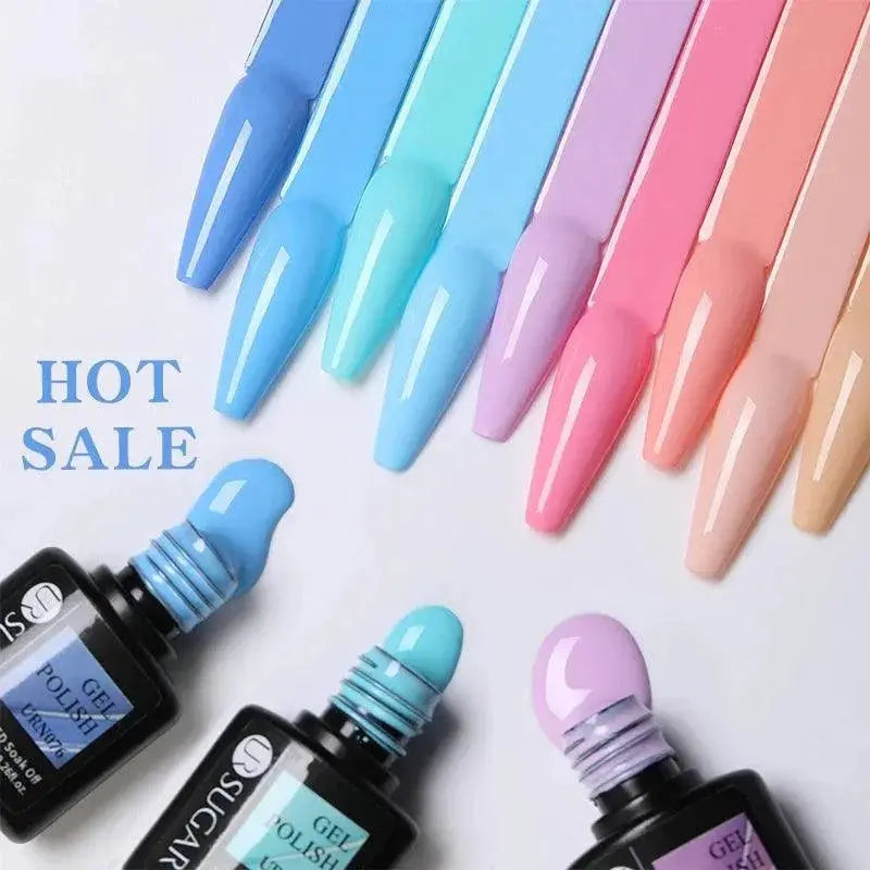 Glitter Gel Nail Polish Set With No Wipe Top Coat Collection