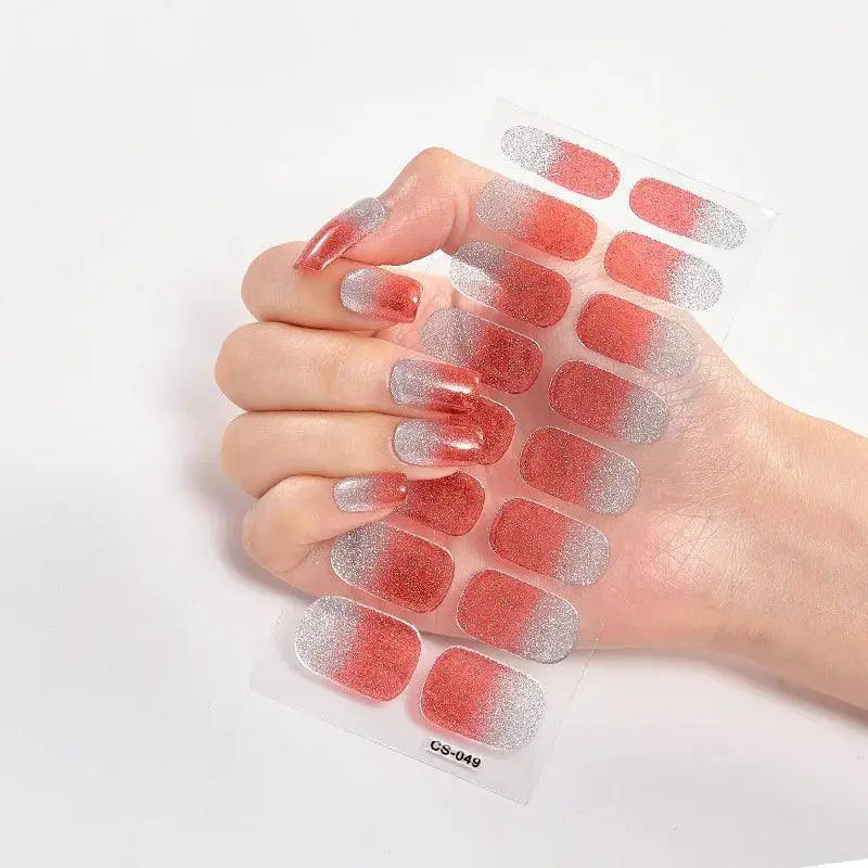 Glitter Gradient Nail Stickers Waterproof Easy High Quality