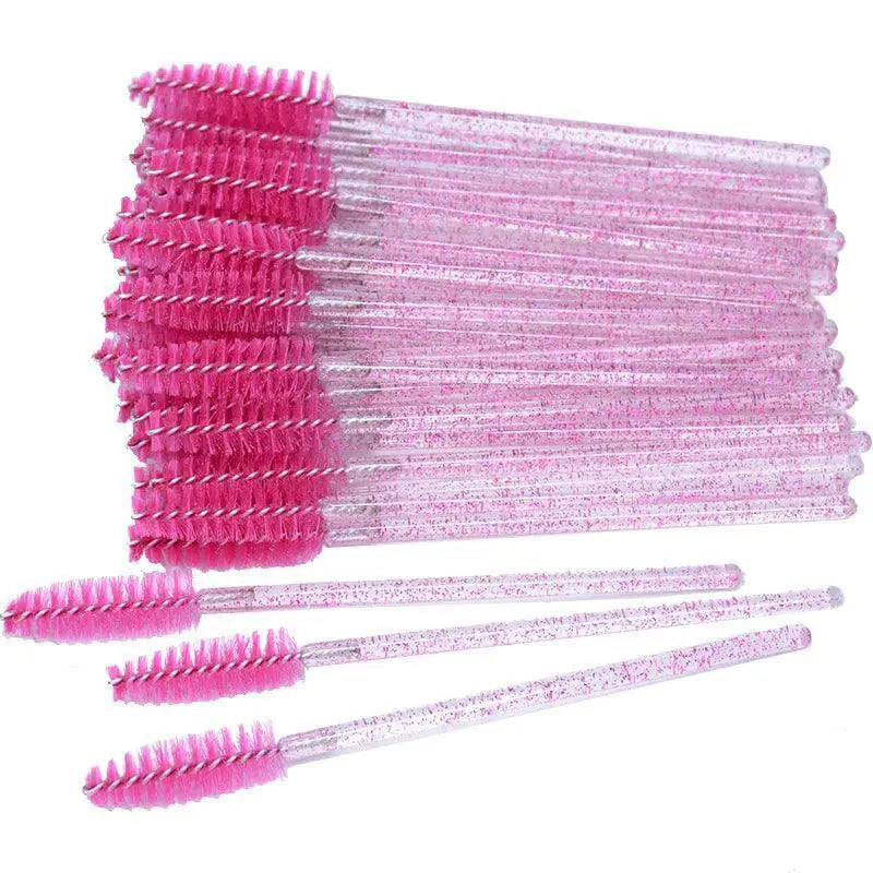 Glittery Pink and White Mascara Wands Luxury Crystal Brushes