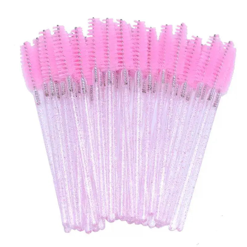 Glittery Pink and White Mascara Wands Luxury Crystal Brushes