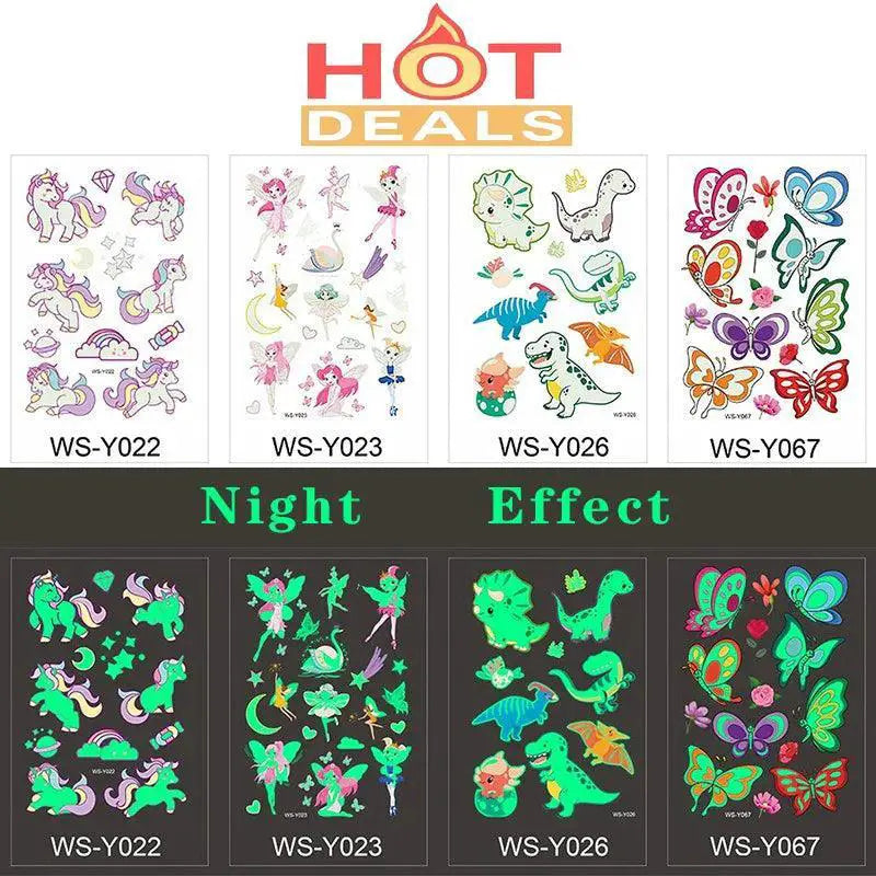 Glow In The Dark Kids Fantasy Tattoo Set Enchanting Skin Art