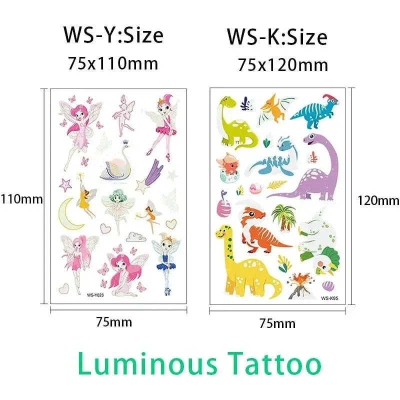 Glow In The Dark Kids Fantasy Tattoo Set Enchanting Skin Art