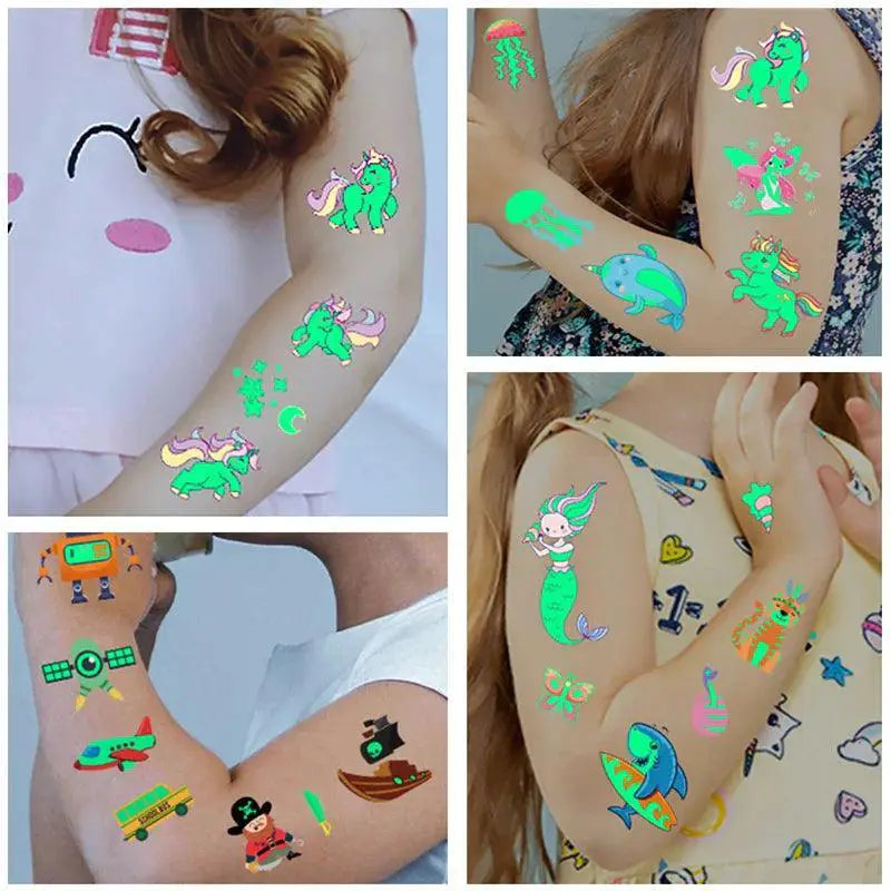 Glow In The Dark Kids Fantasy Tattoo Set Enchanting Skin Art