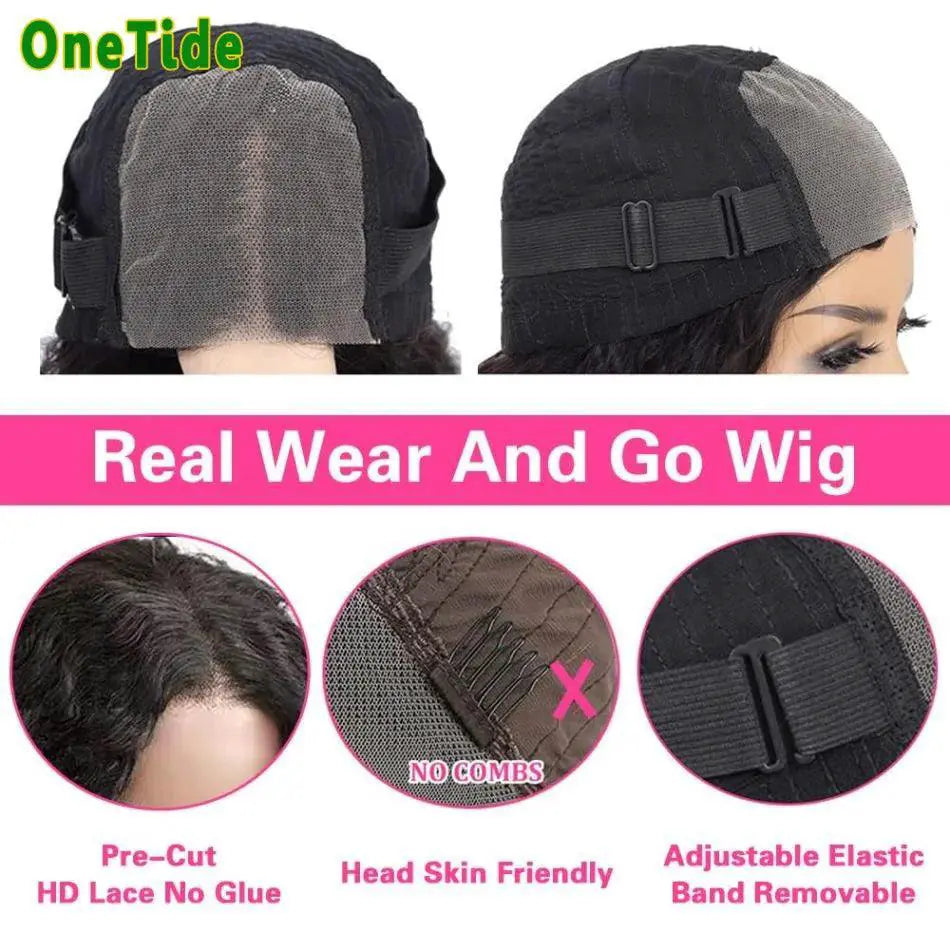 Glueless 4x4 Lace Front Hair Wig Curly For Women 250 Density