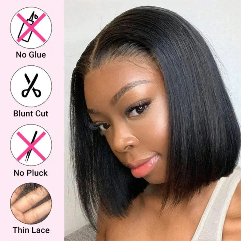 Glueless Brazilian Bob Wig with Transparent Lace Closure