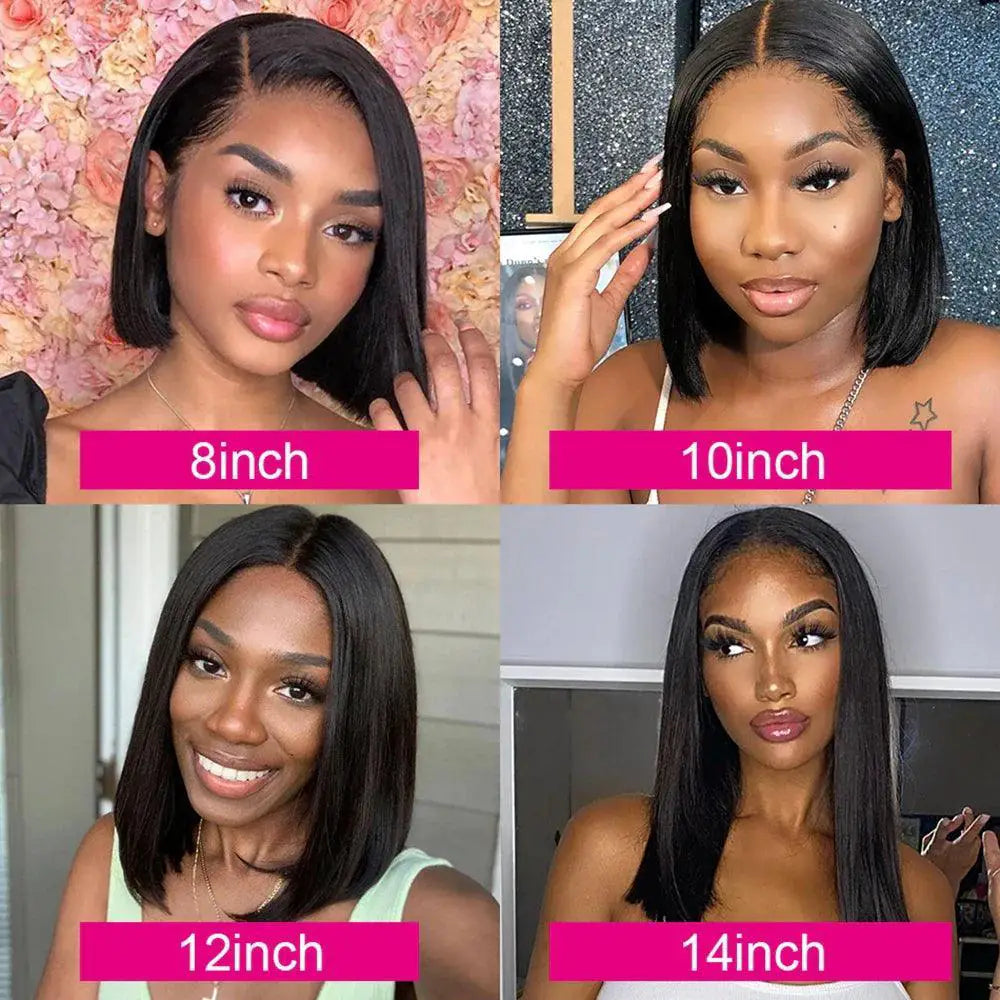 Glueless Brazilian Bob Wig with Transparent Lace Closure