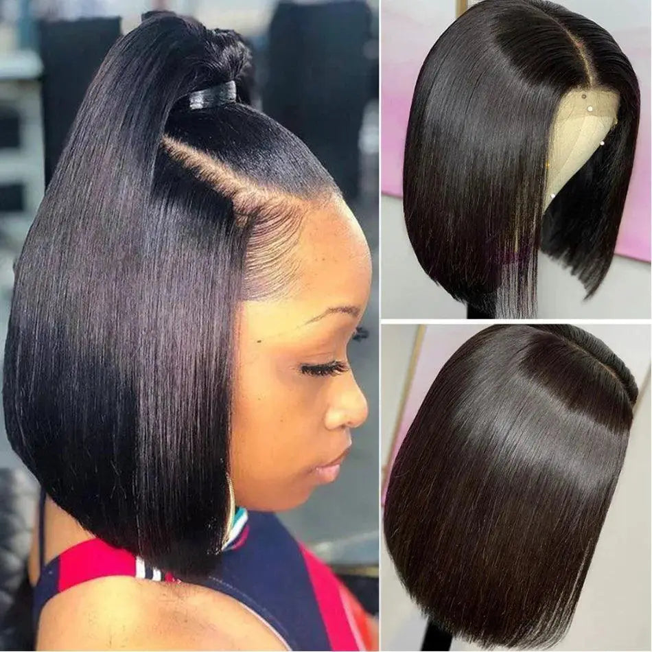 Glueless Brazilian Bob Wig with Transparent Lace Closure