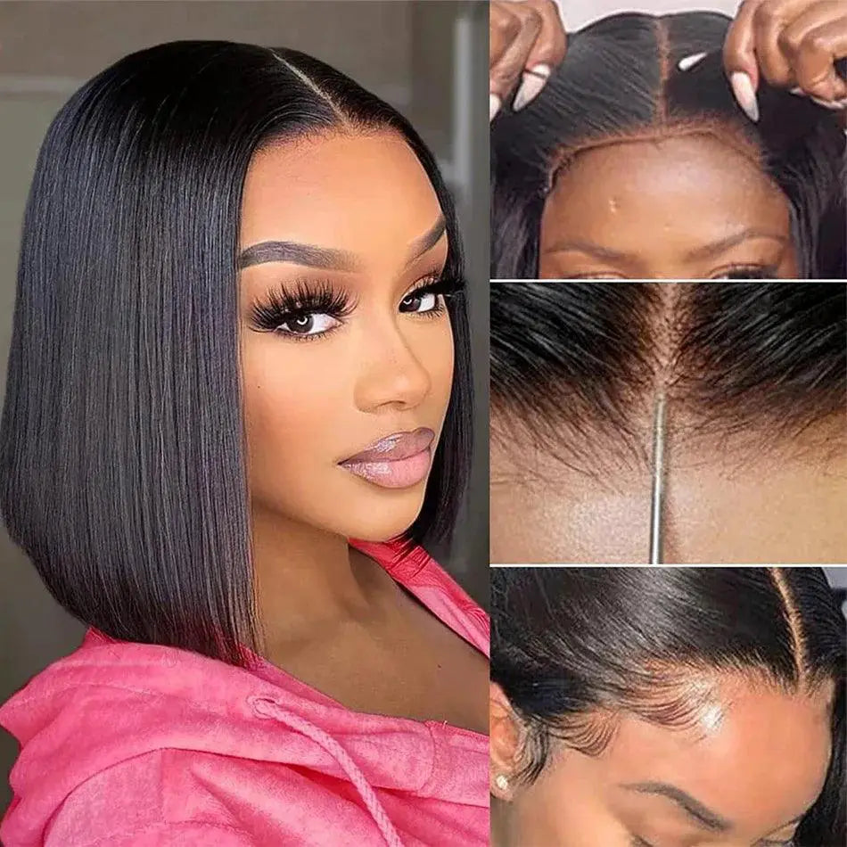 Glueless Brazilian Bob Wig with Transparent Lace Closure