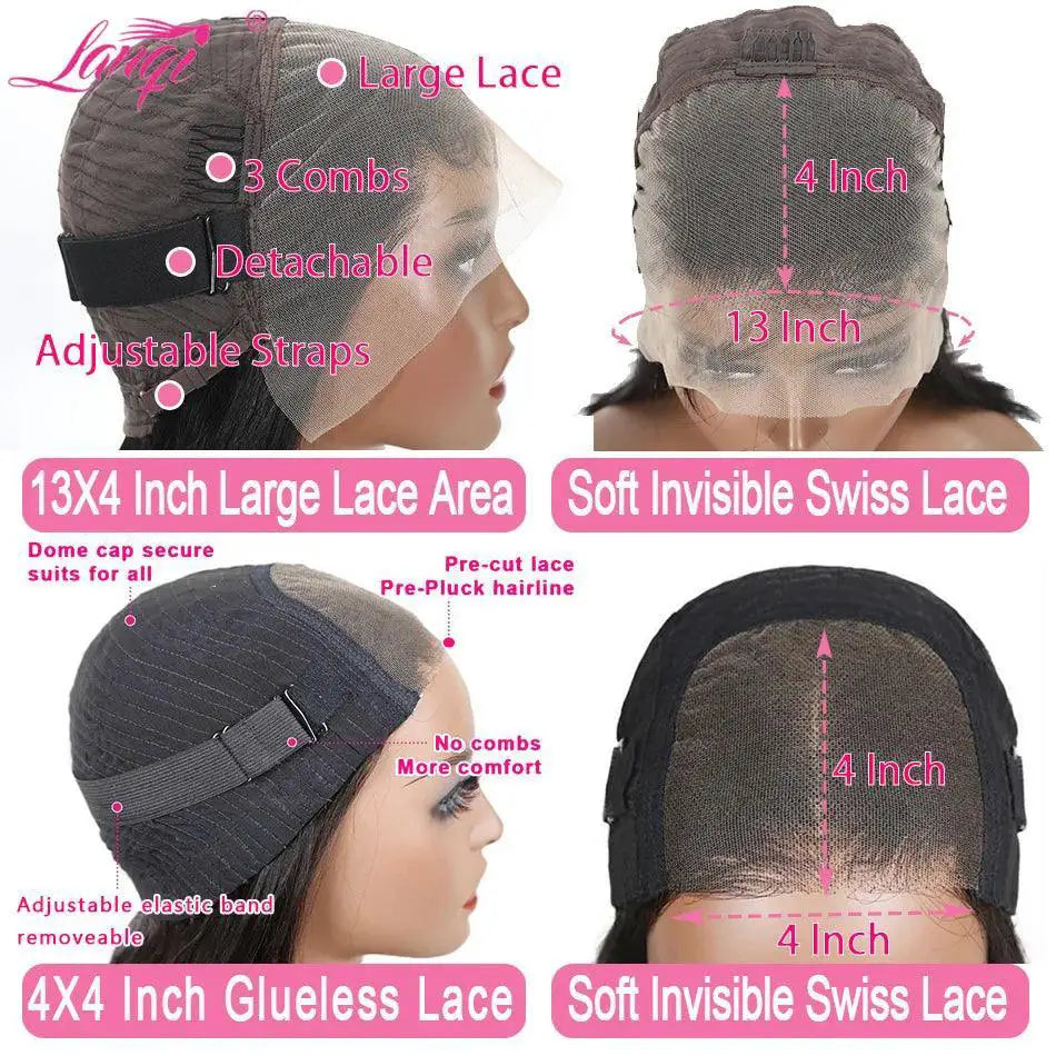 Glueless Deep Wave Lace Front Wig Remy Hair 250 Density