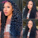Glueless Deep Wave Lace Front Wig Natural Remy Hair 250 Density