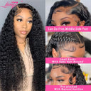 Glueless Deep Wave Lace Front Wig Natural Remy Hair 250 Density