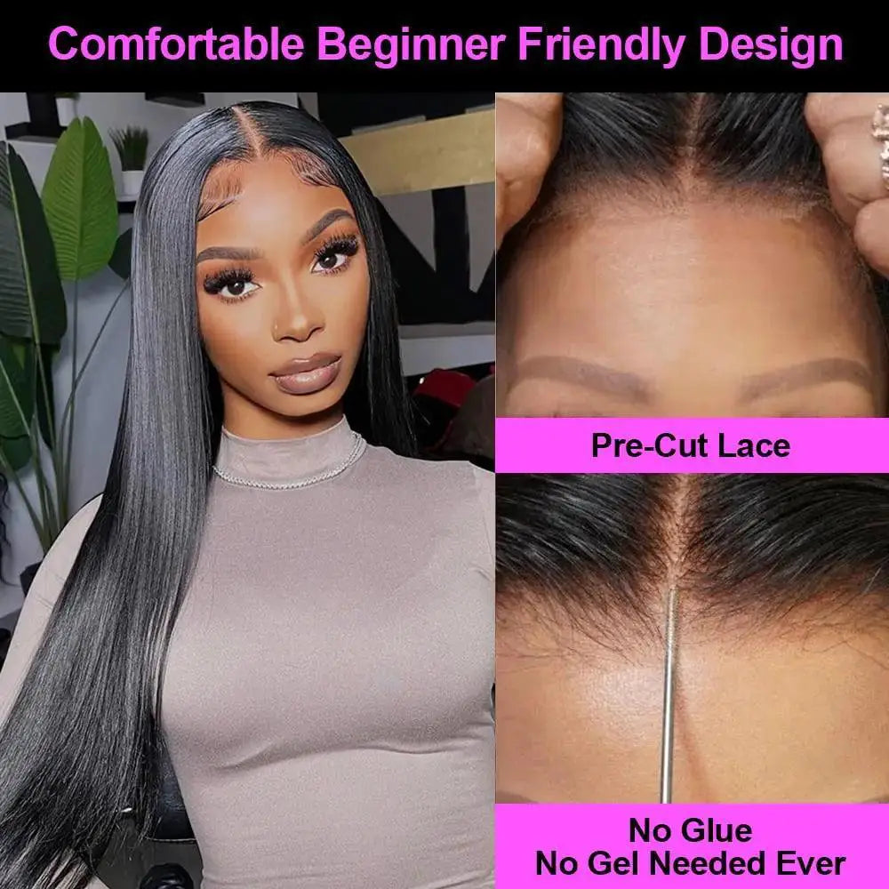 Glueless HD Lace Front Straight Human Hair Wig for Style