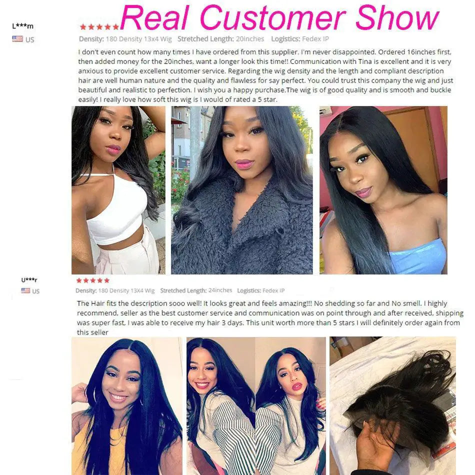 Glueless Lace Front Brazilian Human Hair Wig Bone Straight