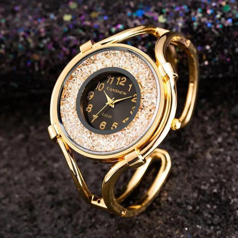 Gold Bracelet Watch Elegant Timepiece With Bangle Style