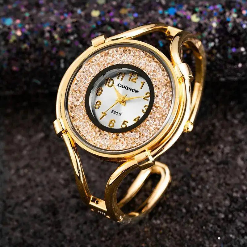 Gold Bracelet Watch Elegant Timepiece With Bangle Style