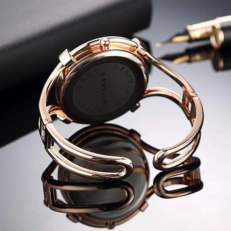 Gold Bracelet Watch Elegant Timepiece With Bangle Style