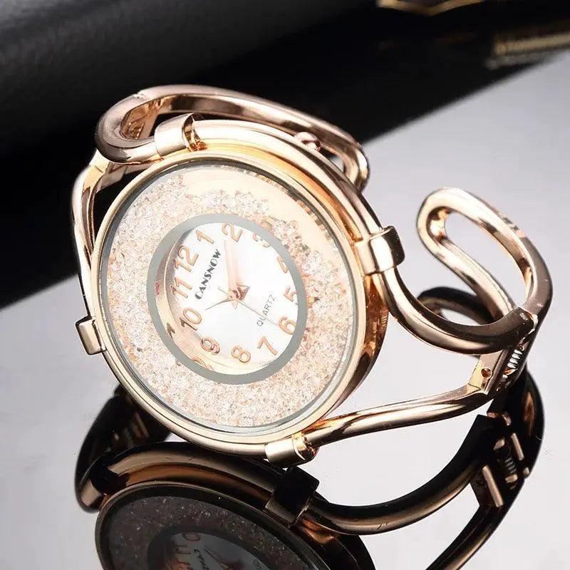 Gold Bracelet Watch Elegant Timepiece With Bangle Style