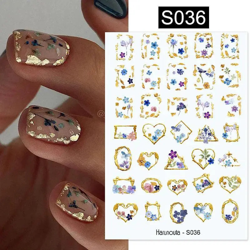 Gold Heart Leopard Print Nail Stickers For Glamorous Art