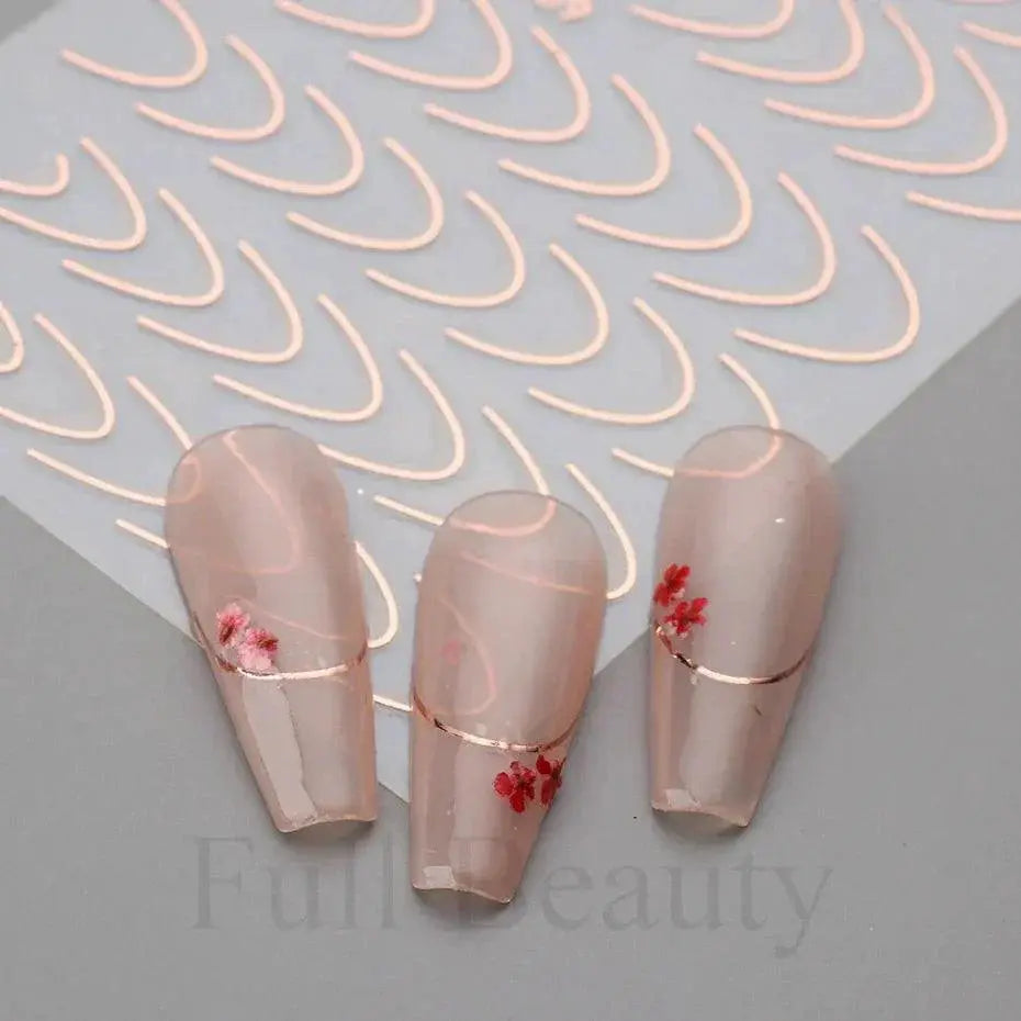 Gold Rose 3D Nail Art Stickers for Chic Manicures Decor