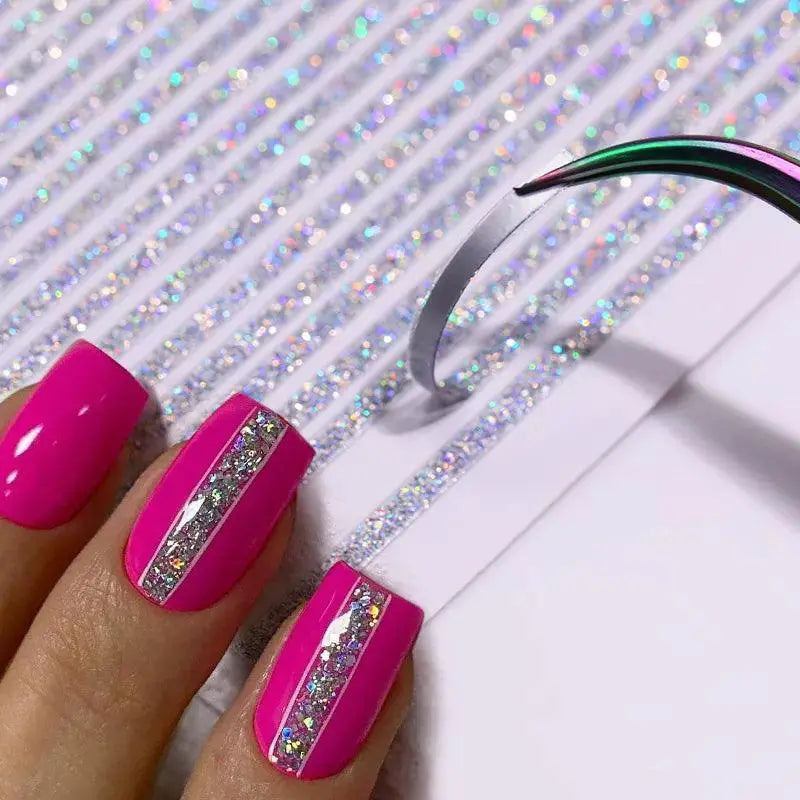 Golden 3D Nail Art Stripe Decals Foil Stickers Manicures