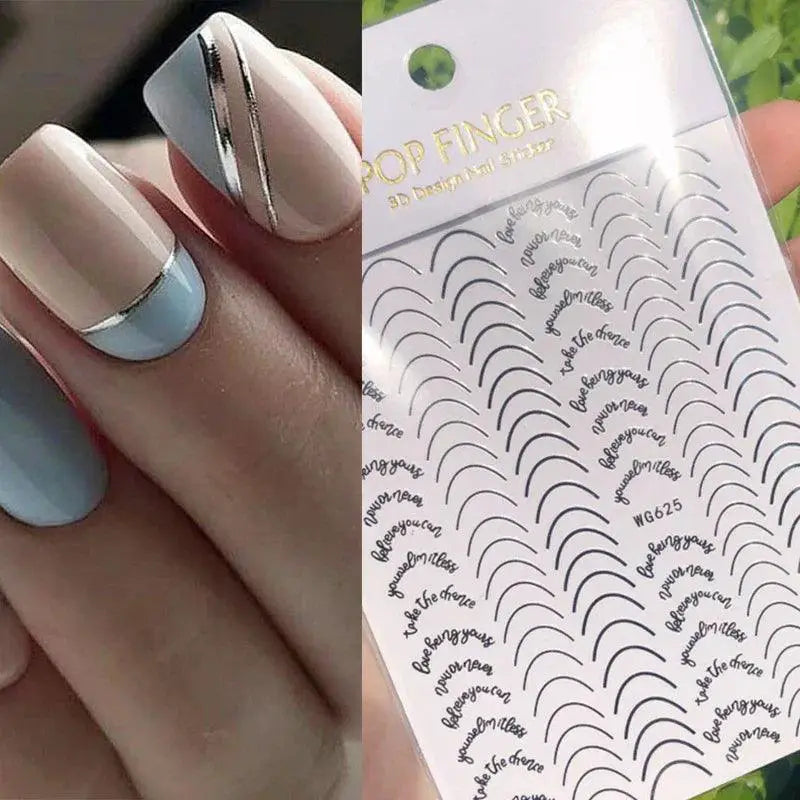 Golden 3D Nail Art Stripe Decals Foil Stickers Manicures
