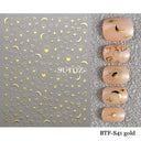 Golden Glam French Nail Art Stickers Chic Geometric Designs
