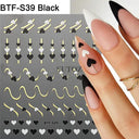 Golden Glam French Nail Art Stickers Chic Geometric Designs