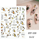 Golden Glam French Nail Art Stickers Chic Geometric Designs