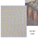 Golden Love Heart Nail Sticker Set for DIY Holographic Art