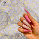 Golden Love Heart Nail Sticker Set for DIY Holographic Art