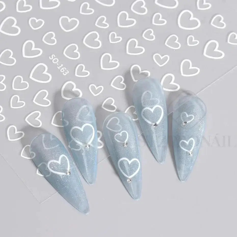 Golden Love Heart Nail Sticker Set for 3D Holographic Art