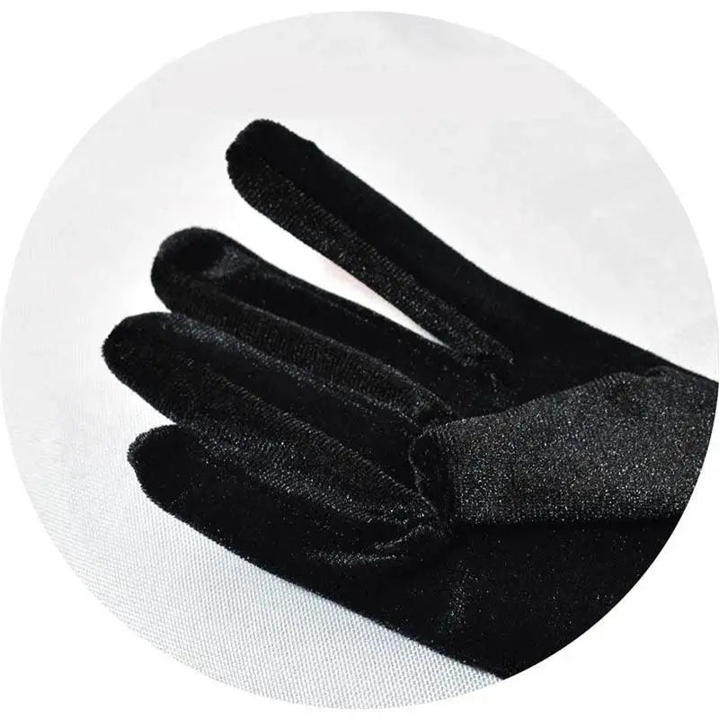 Golden Velvet Long Evening Dress Gloves Retro Elegance
