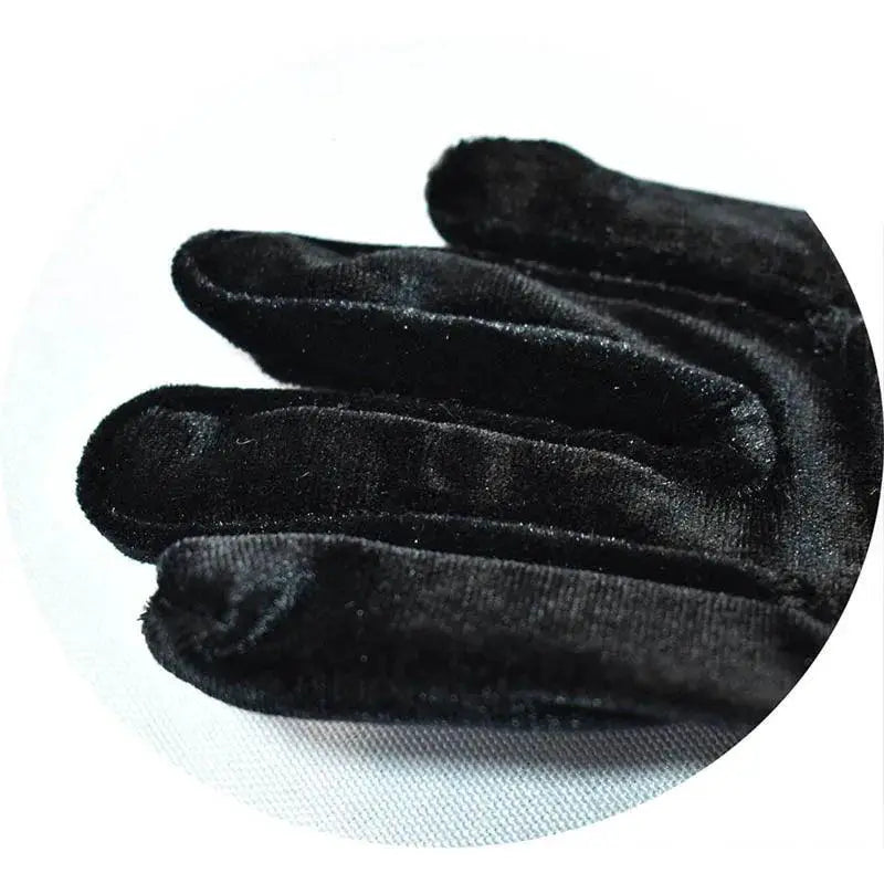 Golden Velvet Long Evening Dress Gloves Retro Elegance