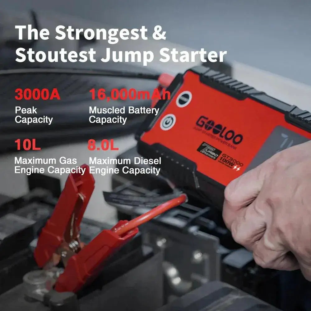 GOOLOO 3000A Portable Jump Starter And Power Bank With LED
