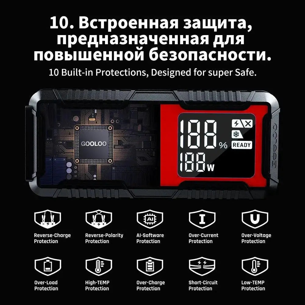 GOOLOO 3000A Portable Jump Starter And Power Bank With LED