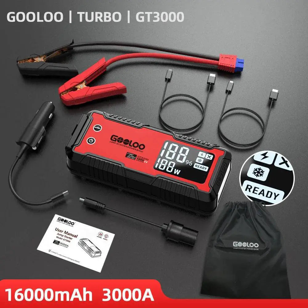GOOLOO 3000A Portable Jump Starter And Power Bank With LED