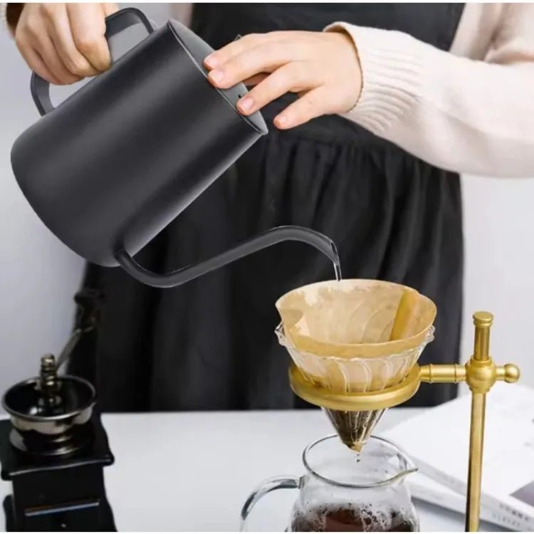Gooseneck Drip Coffee Kettle Stainless Steel 350ml With Lid And Ergonomic Handle