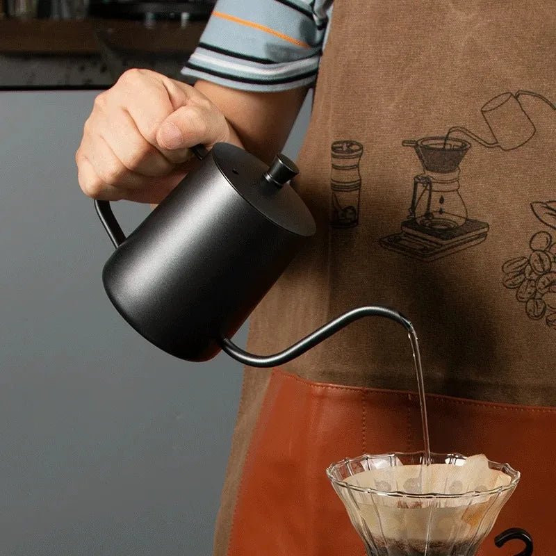 Gooseneck Drip Coffee Kettle Stainless Steel 350ml With Lid And Ergonomic Handle