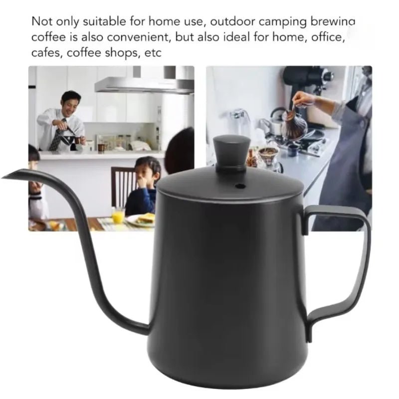 Gooseneck Drip Coffee Kettle Stainless Steel 350ml With Lid And Ergonomic Handle