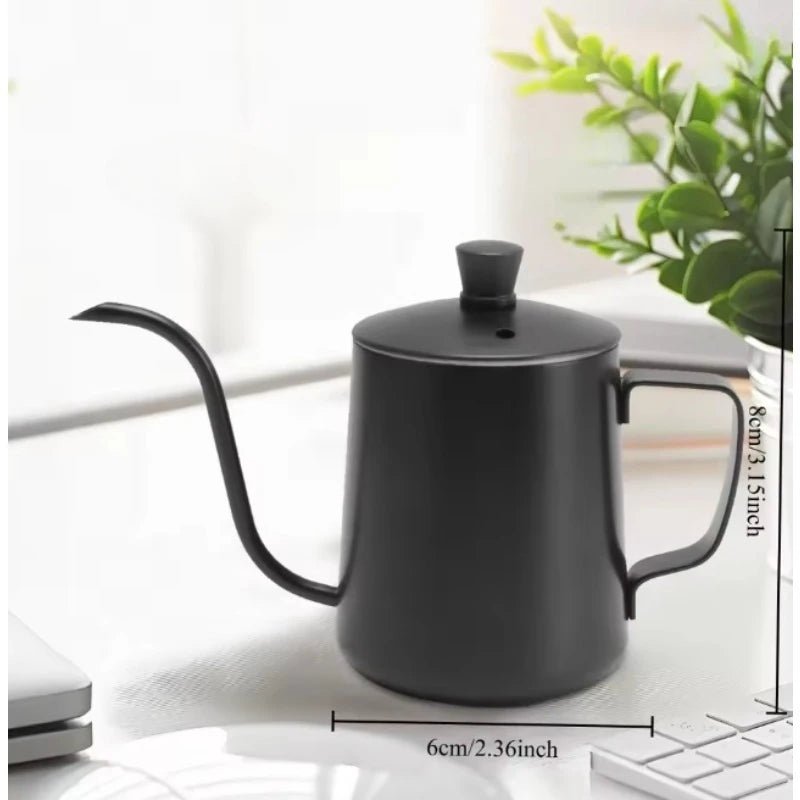 Gooseneck Drip Coffee Kettle Stainless Steel 350ml With Lid And Ergonomic Handle