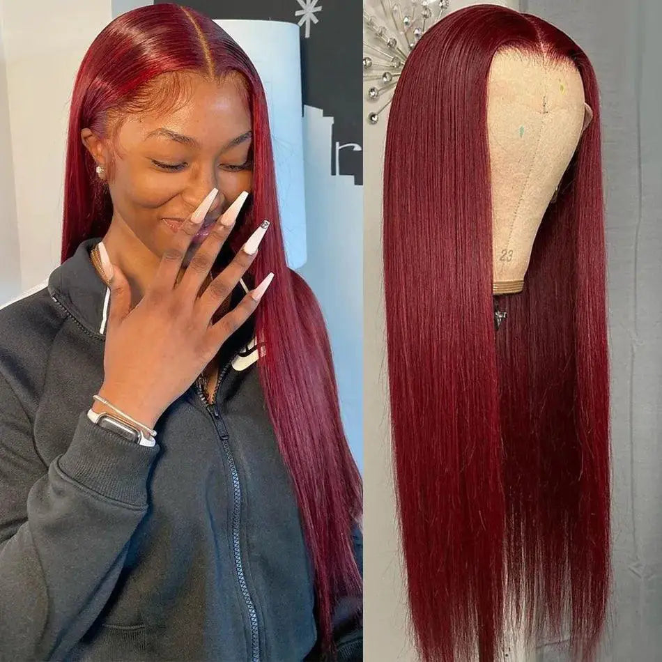 Gorgeous 99J Red Burgundy HD Lace Front Wig Human Hair