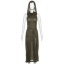 Gothic Desert Walker Hooded Dress for Edgy Streetwear Women