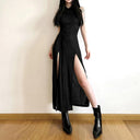 Gothic Desert Walker Hooded Dress for Edgy Streetwear Women