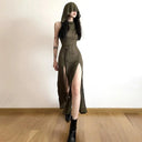 Gothic Desert Walker Hooded Dress for Edgy Streetwear Women